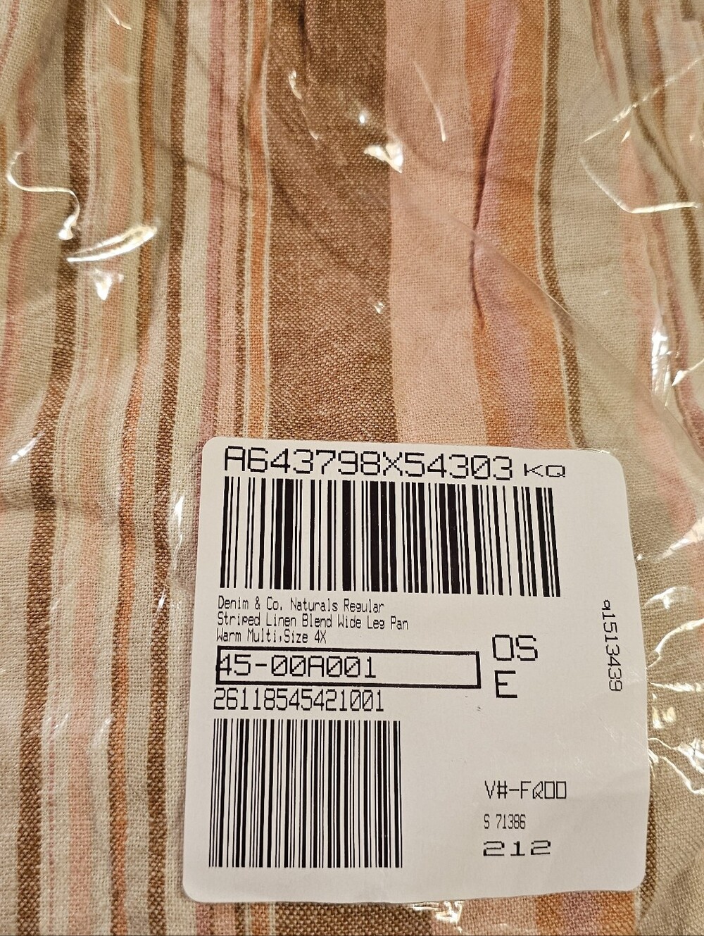 New Linen Blend Striped Wide-Leg Women's Pants 4X - Picture 2 of 5
